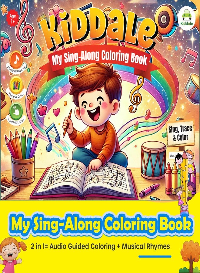 Kiddale 2-in-1 Coloring & Rhymes Musical Sound Book for Kids | Musical Sing-Along Rhymes with Fun Coloring Activities |Art & Music Fun| Ideal Gift for Children 2-7 Years - Image 2
